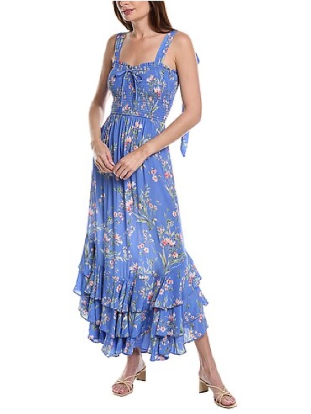Yumi Kim Trisha M Blue Floral Tie-Shoulder Maxi Dress
